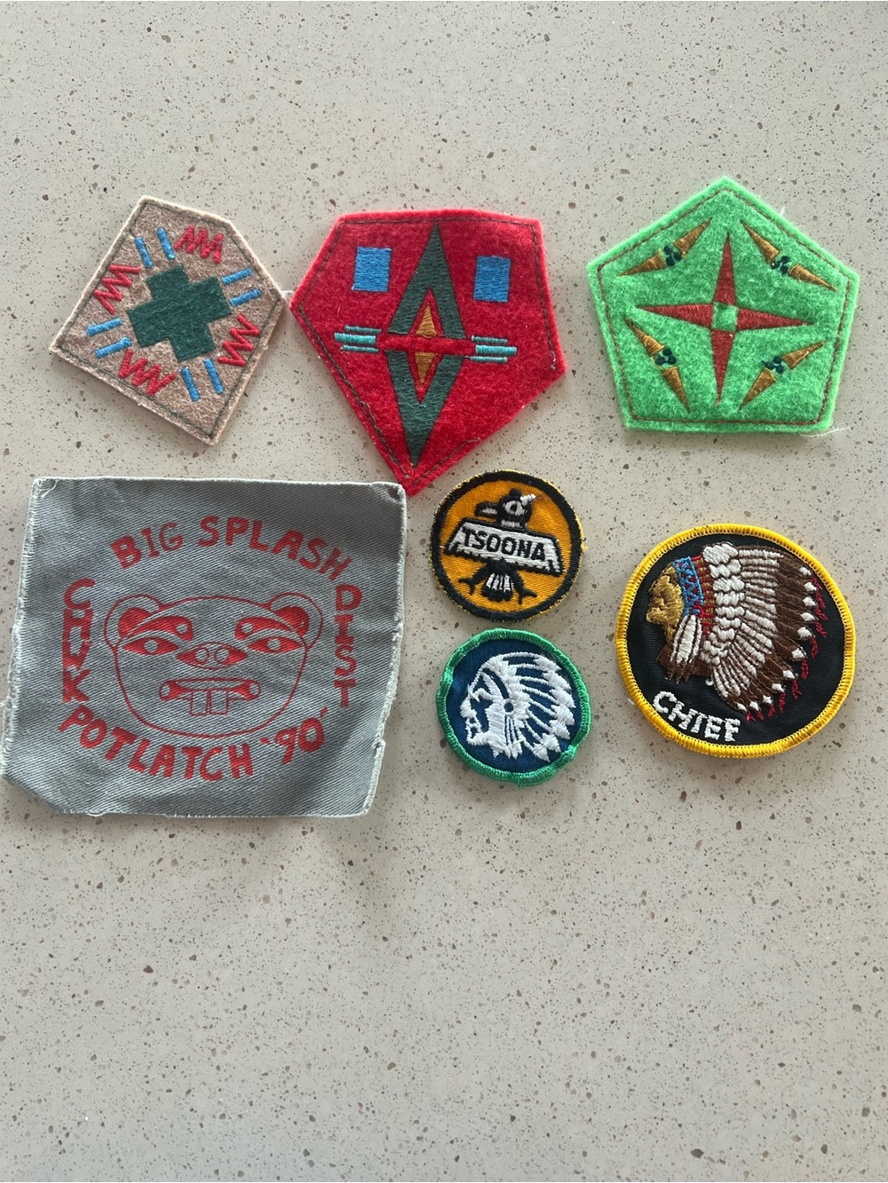 7 Vintage Boy Scouts Native Medical Badges Embroidered Felt Patches Collector